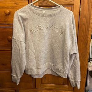 Fabletics “never settle” grey sweatshirt